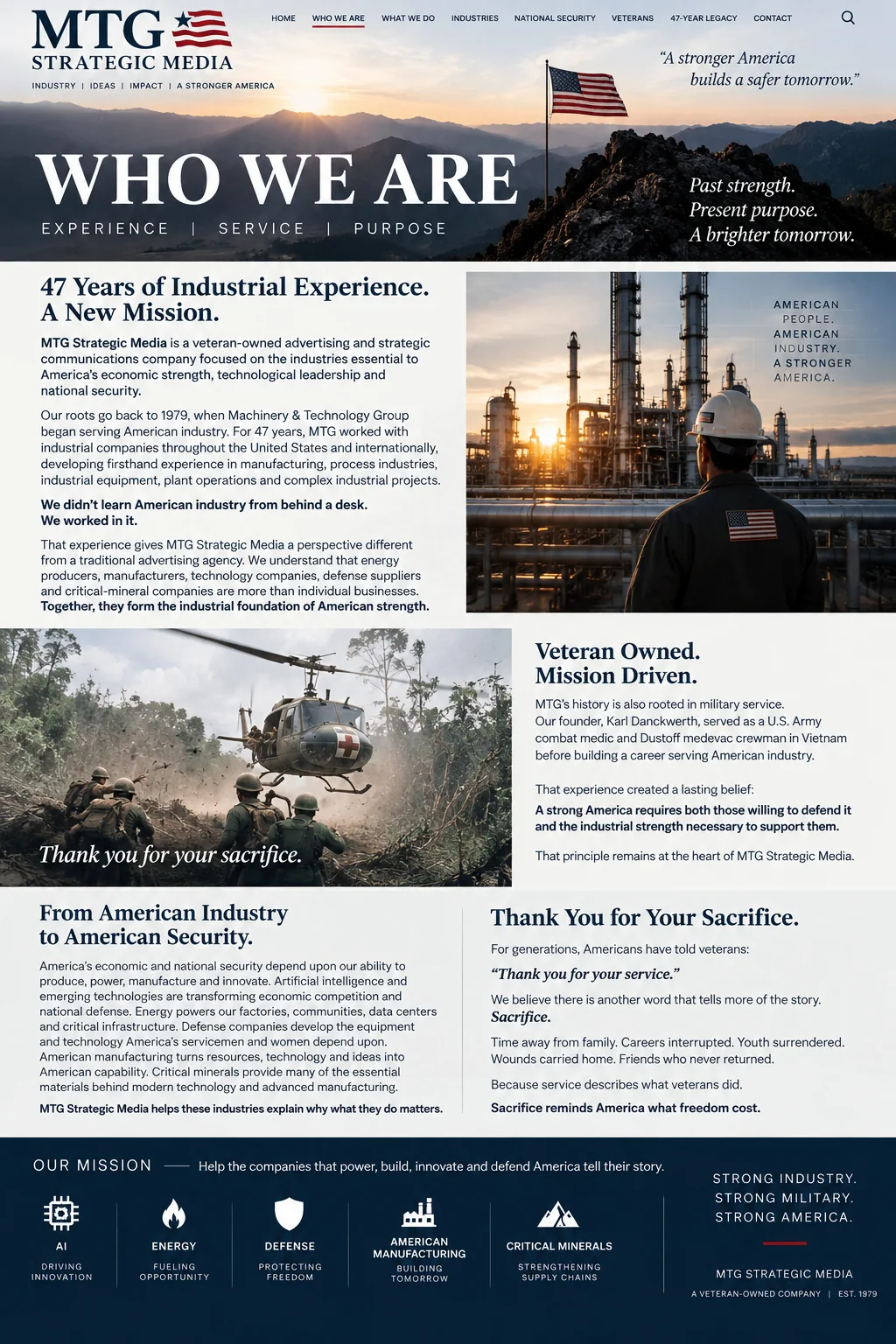 Original MTG Strategic Media Who We Are page visual design